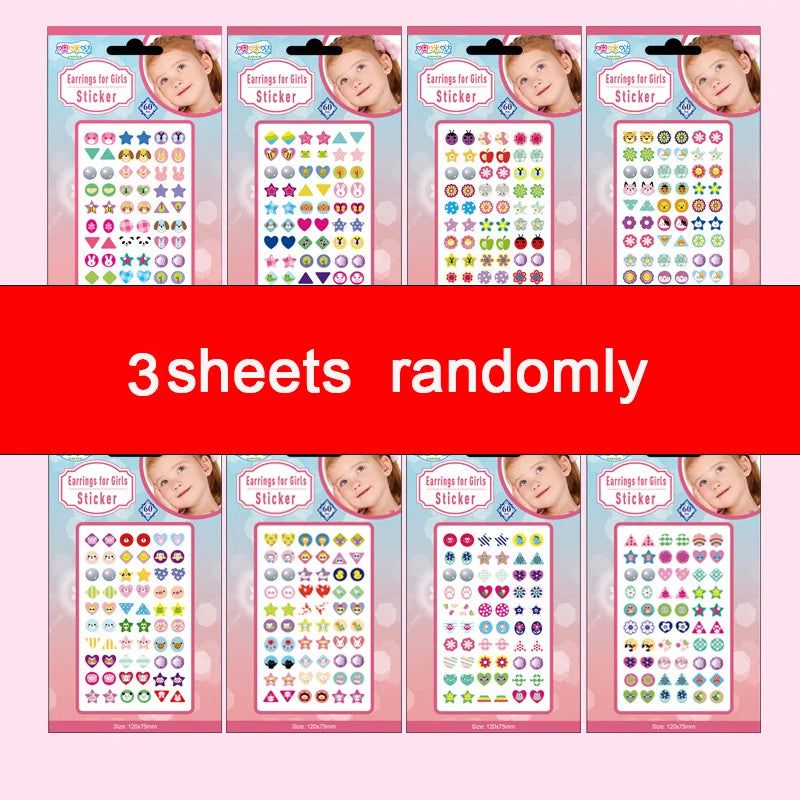 60/180/300-Pcs 3D Gem Sticker Earrings – Glitter Crystal Self-Adhesive Sparkle Stick-Ons for Girls & Kids