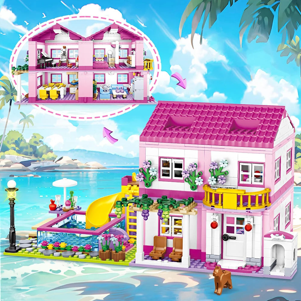 Friends City Street Villa Building Blocks – DIY House & Castle Toy Set for Kids