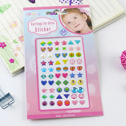 60/180/300-Pcs 3D Gem Sticker Earrings – Glitter Crystal Self-Adhesive Sparkle Stick-Ons for Girls & Kids