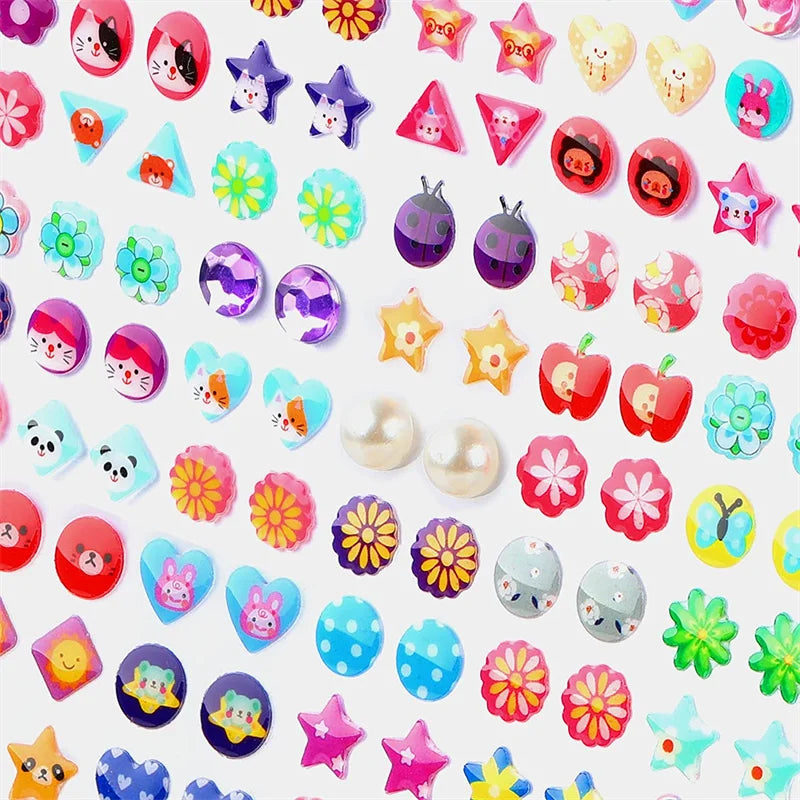 60/180/300-Pcs 3D Gem Sticker Earrings – Glitter Crystal Self-Adhesive Sparkle Stick-Ons for Girls & Kids