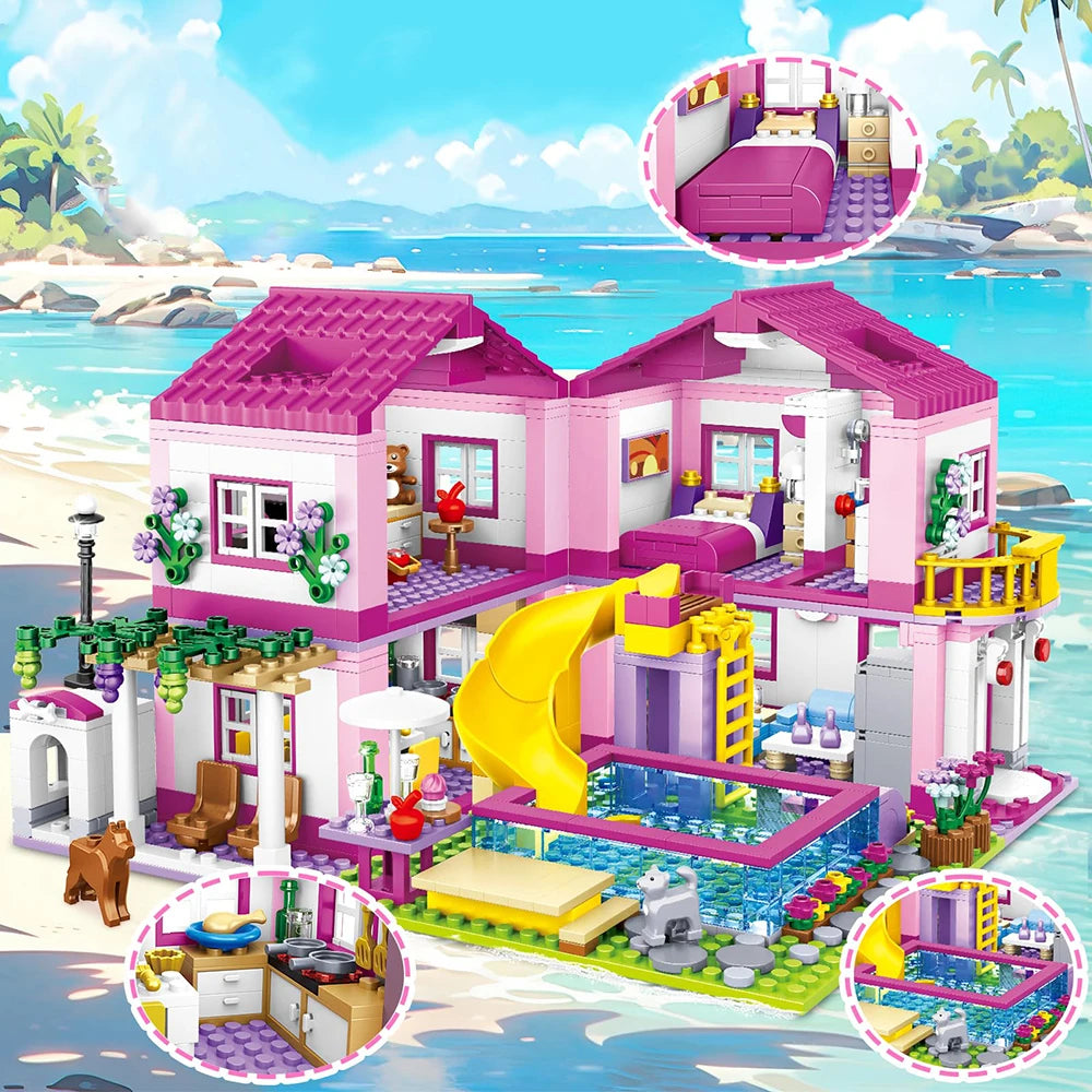 Friends City Street Villa Building Blocks – DIY House & Castle Toy Set for Kids