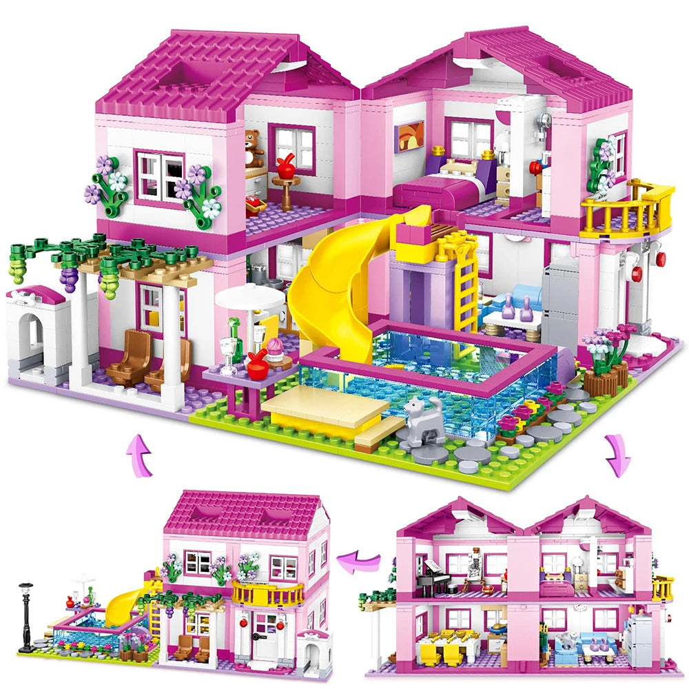 Friends City Street Villa Building Blocks – DIY House & Castle Toy Set for Kids