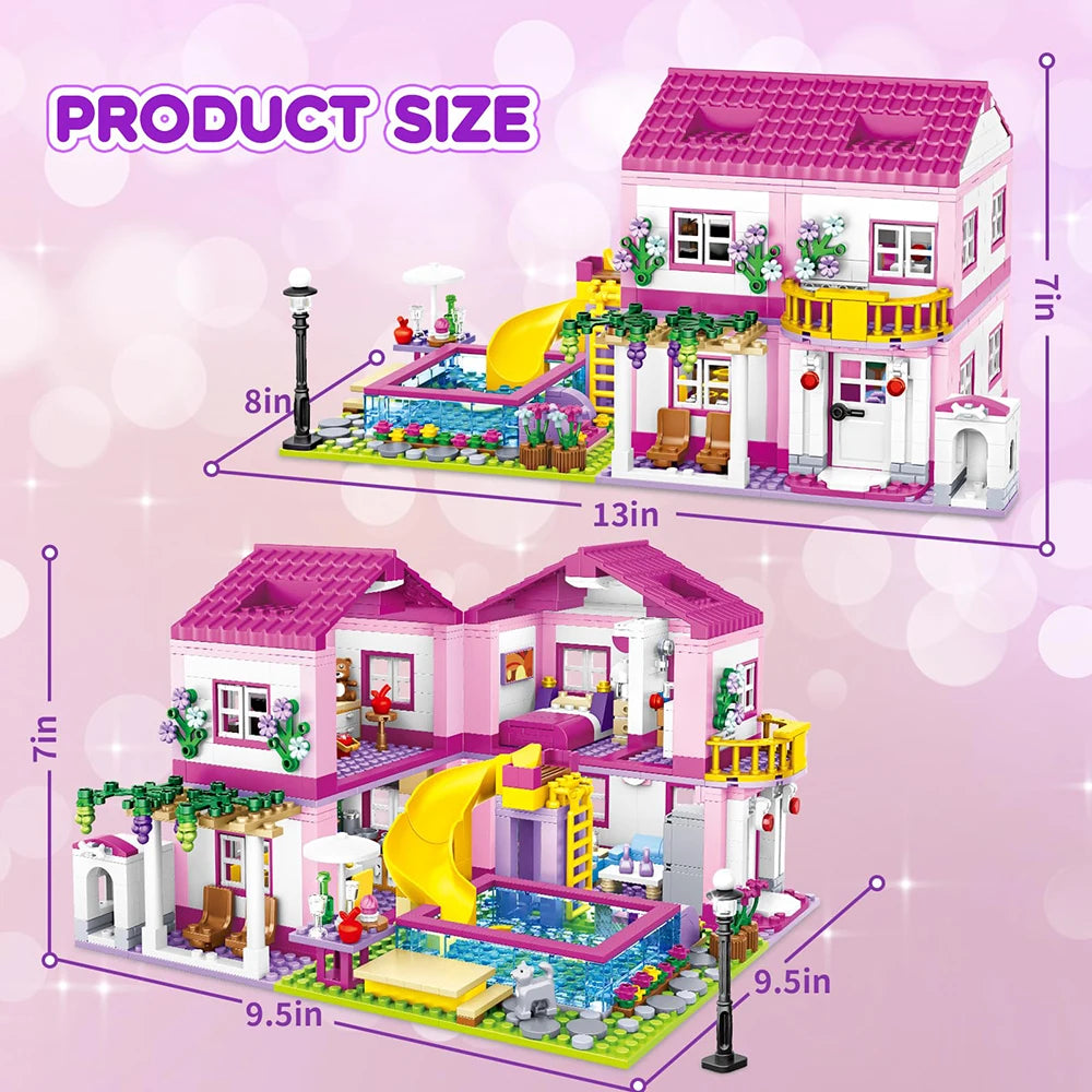Friends City Street Villa Building Blocks – DIY House & Castle Toy Set for Kids