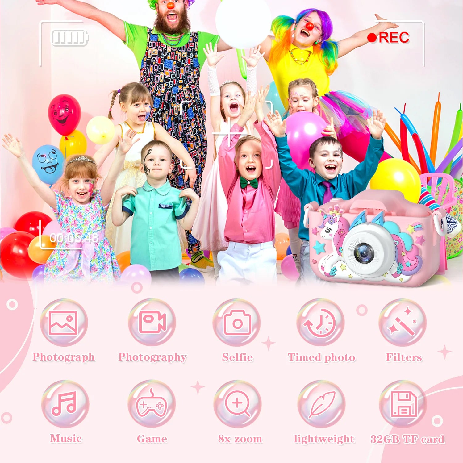 1080P HD Toddler Digital Camera – 2.0" Screen Kids Video Camera with Silicone Case, Ideal Christmas & Birthday Gift